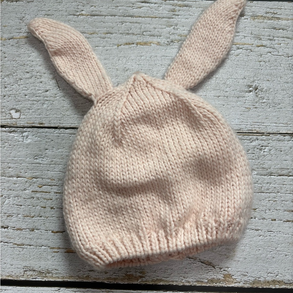 H&M Light Pink Bunny Ear Knit Winter Hat for Kids